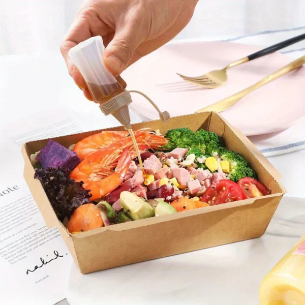 30pcs Kraft Lunch Box Set – Boxes, Lids & Sauce Bottles