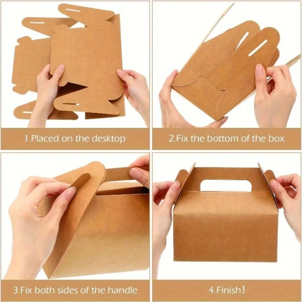 5-Pack Premium Portable Food-Safe Paper Pastry Boxes - Stylish & Durable Disposable Containers for Baking