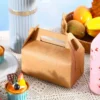 5-Pack Premium Portable Food-Safe Paper Pastry Boxes - Stylish & Durable Disposable Containers for Baking