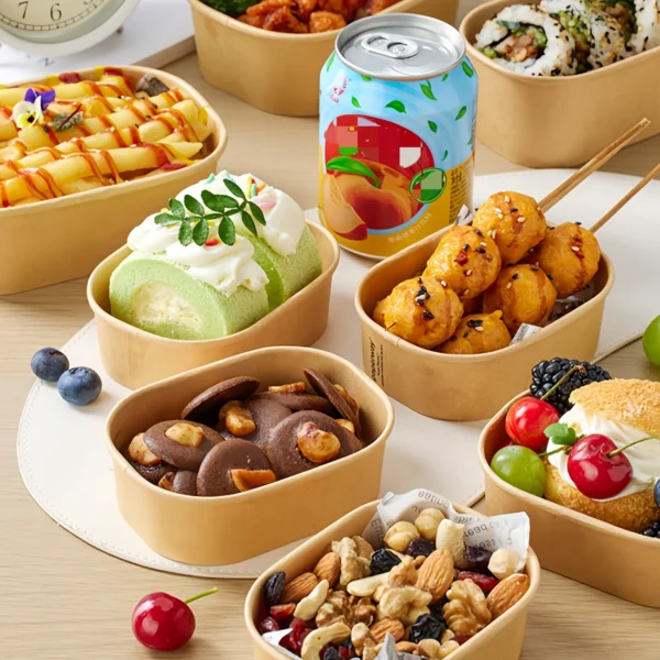 10-Pack Small Kraft Takeout Boxes with PET Lids 250ml