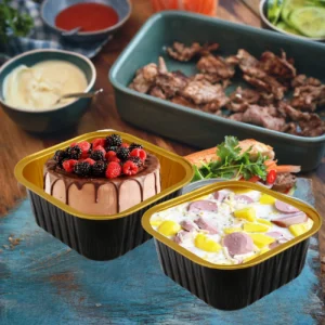 150pcs Rectangle PET (Polyethylene Terephthalate) Reusable Cupcake Containers