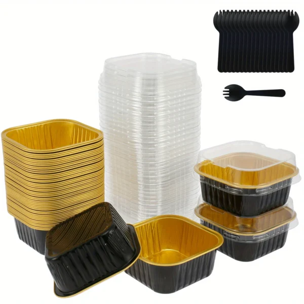 150pcs Rectangle PET (Polyethylene Terephthalate) Reusable Cupcake Containers