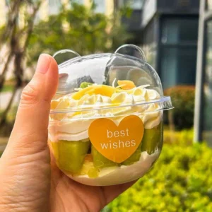 28pcs Cute Panda Design Food-Safe PET Cups with Lids