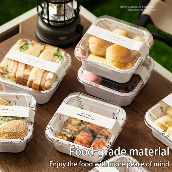 50pcs PET Food-Grade Multipurpose Takeout Containers with Transparent Lids