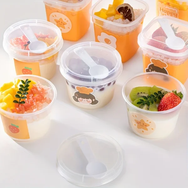 20-Pack Reusable Plastic Cups with Lids and Spoons