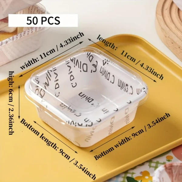 50pcs PET Food-Grade Multipurpose Takeout Containers with Transparent Lids