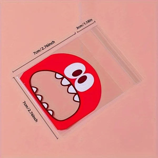 100pcs Cute Cartoon Monster Self-Adhesive Treat Bags for Cookies & Candy