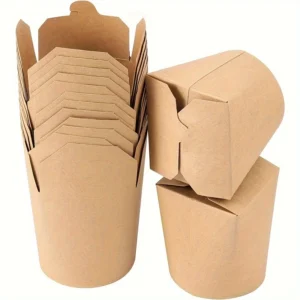 50pcs Kraft Paper Takeout Boxes - Leak & Grease Proof