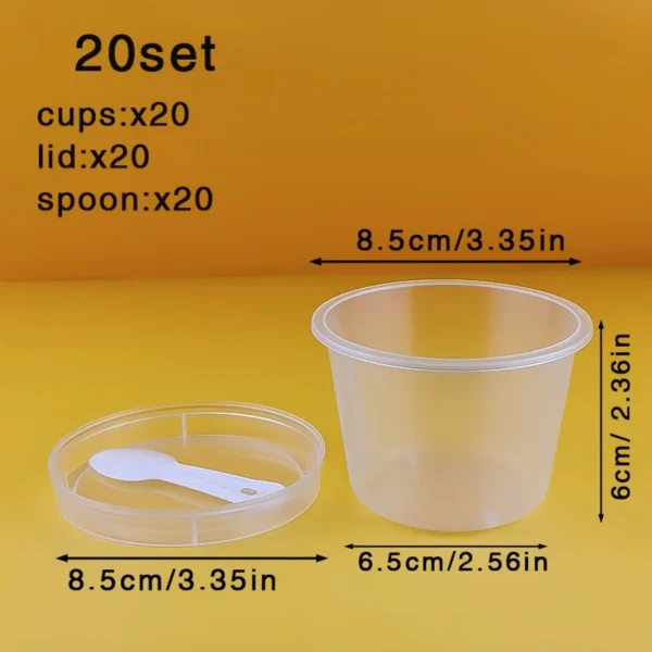 20-Pack Reusable Plastic Cups with Lids and Spoons