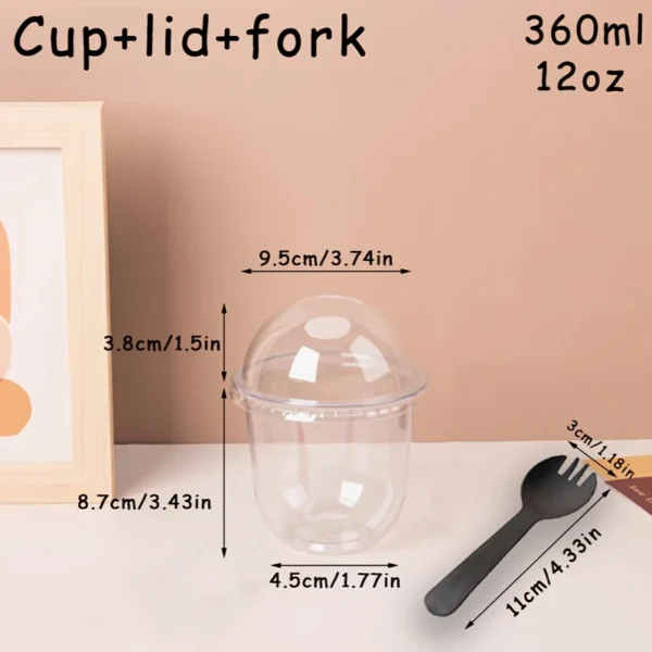 150pcs Dessert Cup Set (12oz) – Cups, Lids & Forks for Ice Cream & Mousse