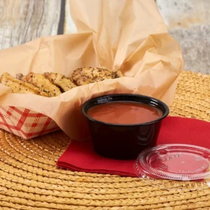 15pcs Black Plastic Jelly Cups with Lids