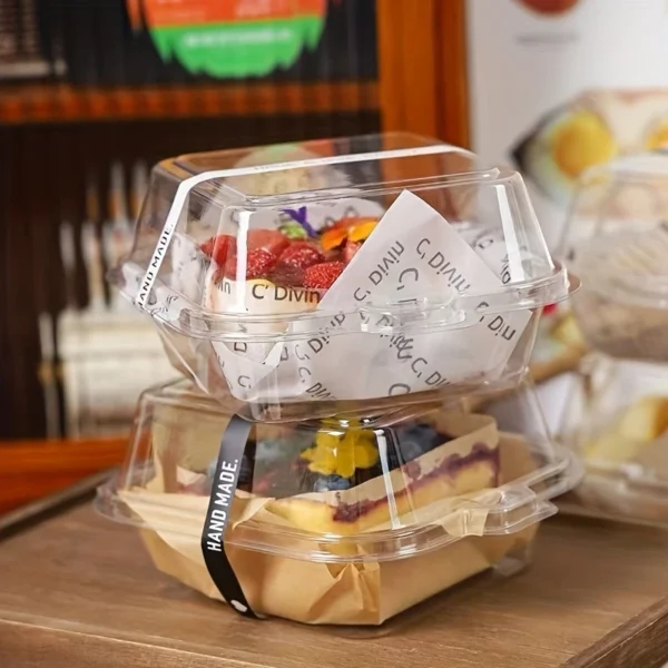 50pcs Clear Plastic Takeout Containers, Reusable Square Clamshell Food Boxes