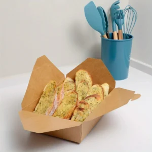 10pcs Kraft Brown Paper Food Containers - Microwave-Safe Square Lunch Boxes for Takeout