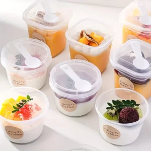 20-Pack Reusable Plastic Cups with Lids and Spoons