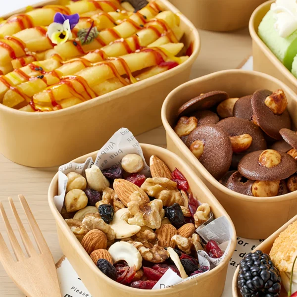 10-Pack Small Kraft Takeout Boxes with PET Lids 250ml