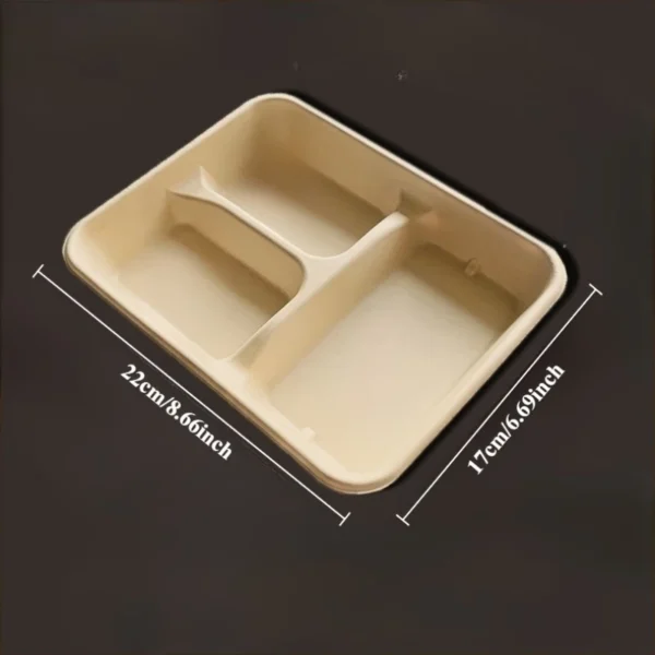 4-Compartment Paper Tray - Disposable Divided Lunch Box with Fresh Fruit